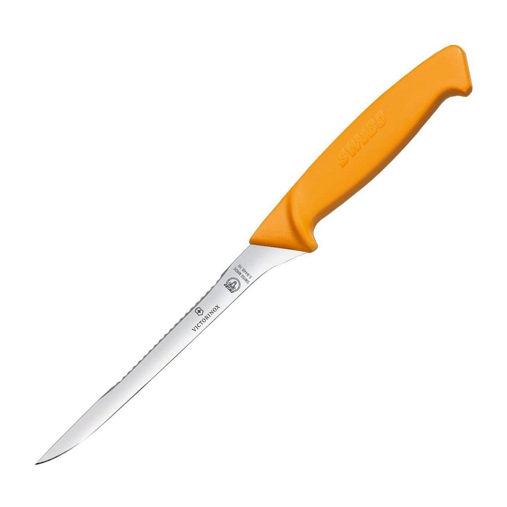 Cuchillo Pescado Hoja Flexible Quita Escamas Swibo 16 cm - Color: Amarillo